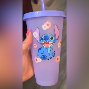 Stitch purple plastic cup! Hand made!